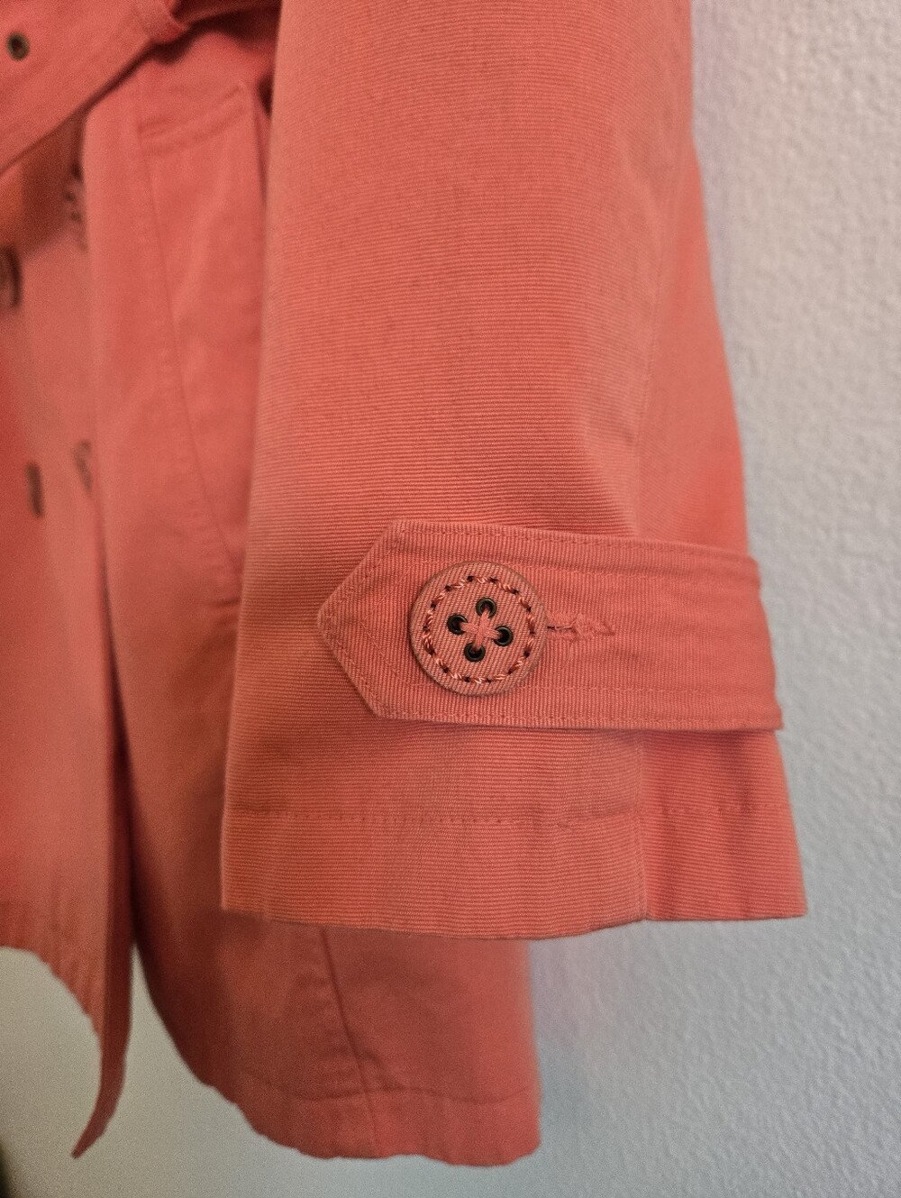 Merona Coral Double-Breasted Trench Coat with Belt - Picture 9 of 9